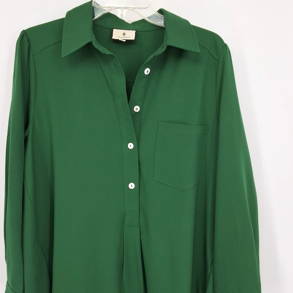 Tuckernuck Medium Green Ruffle Hem Shirt Dress - Picture 4 of 8